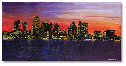 500x263 Boston Skyline Boston Skyline Original Acrylic Painting - Boston Skyline Painting