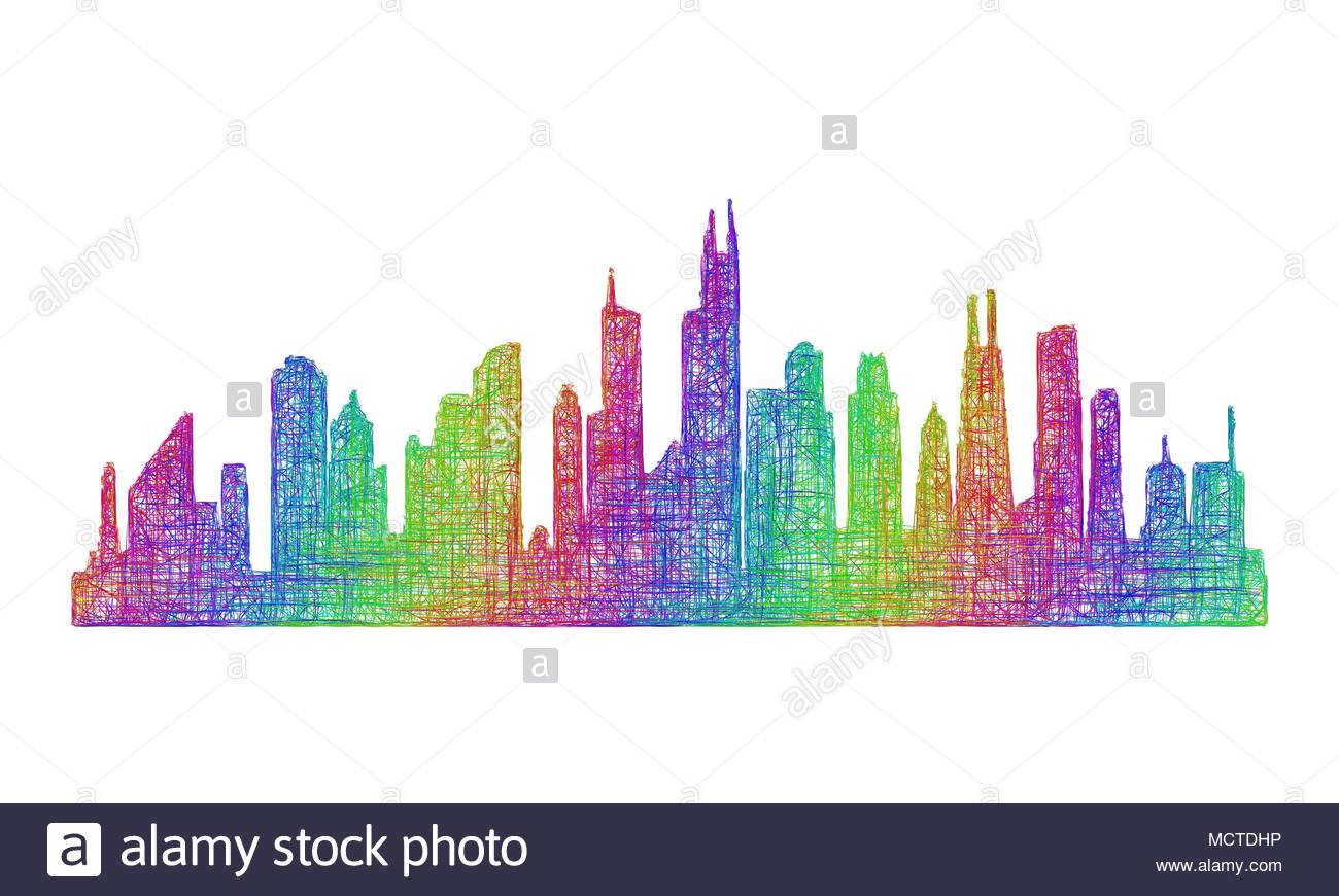 1300x870 Chicago Skyline Cut Out Stock Images Amp Pictures - Boston Skyline Silhouette Painting
