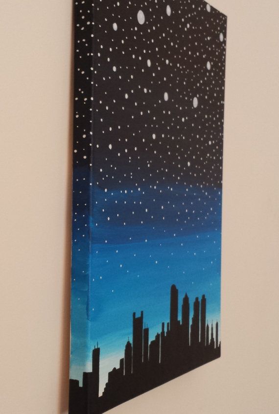 570x846 Acrylic Painting Canvas Original Boston Skyline By Dilliedesigns - Boston Skyline Silhouette Painting