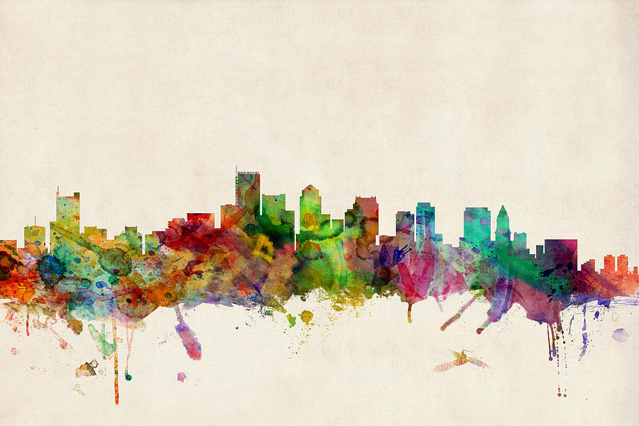 900x600 Boston Skyline Digital Art By Michael Tompsett - Boston Skyline Silhouette Painting