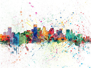 300x225 Boston Skyline Prints Fine Art America - Boston Skyline Silhouette Painting