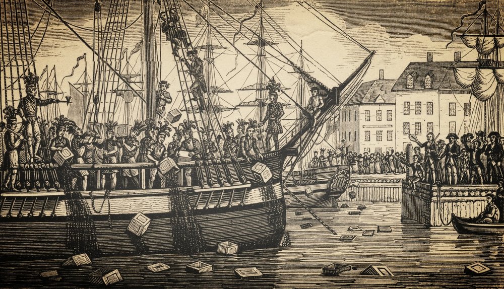1000x574 History Of Tea Bittersweet - Boston Tea Party Famous Painting