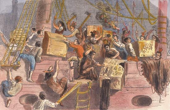 550x356 Boston Tea Party - Boston Tea Party Famous Painting