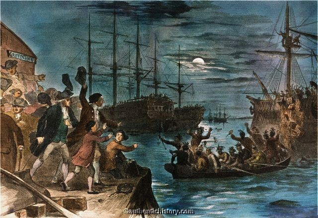640x440 The American Revolution - Boston Tea Party Famous Painting