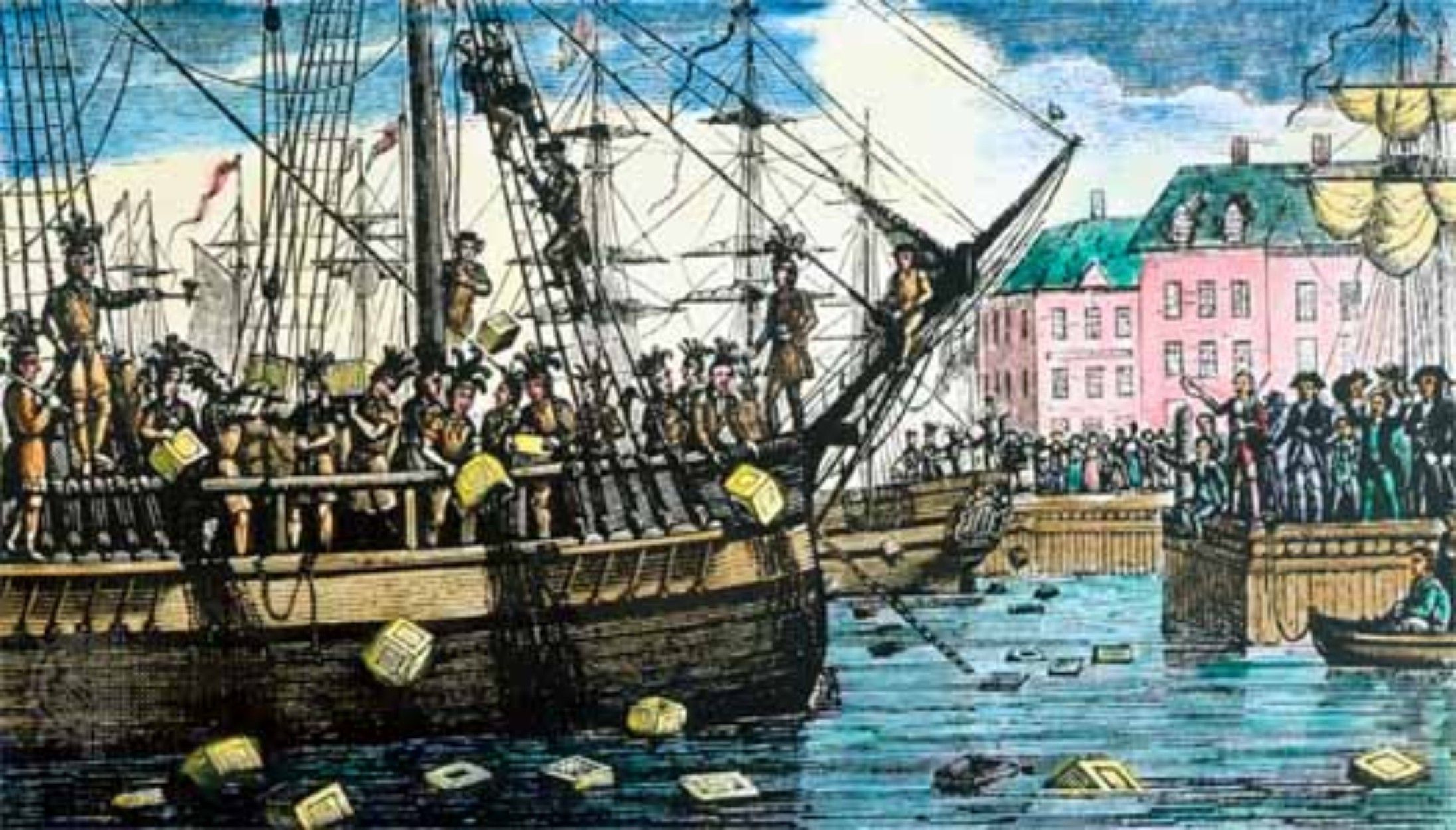2192x1250 Boston Tea Party - Boston Tea Party Famous Painting