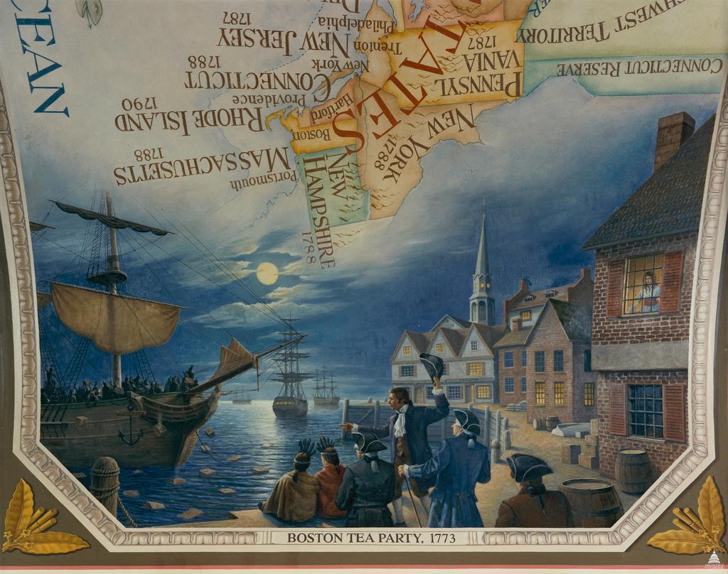 1024x808 Boston Tea Party Evergreene Painting Studios Oil - Boston Tea Party Famous Painting