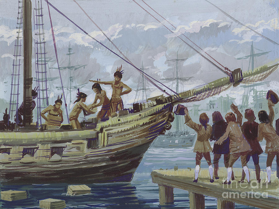 900x676 Boston Tea Party Painting By English School - Boston Tea Party Painting
