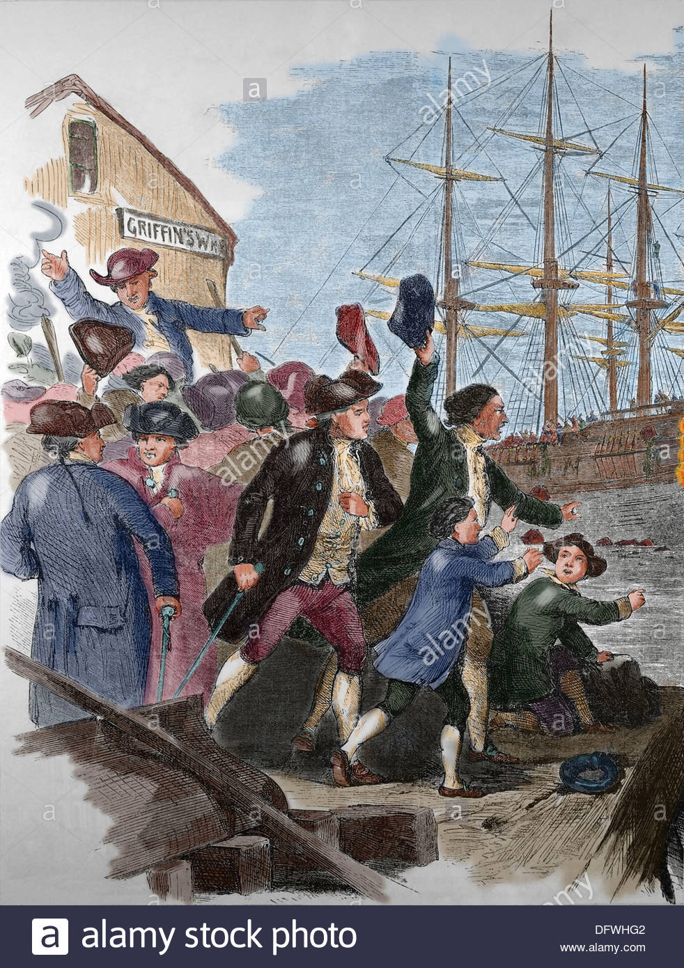 982x1390 The Boston Tea Party. December 16, 1773. The Destruction Of Tea - Boston Tea Party Painting