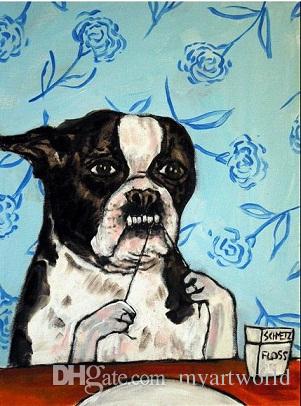 Boston Terrier Oil Painting