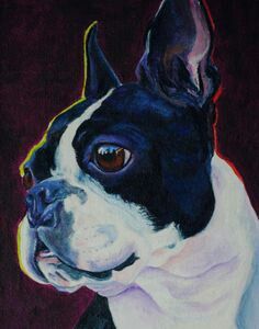 236x300 Boston Terrier And The Ladybug Print From Oil Painting - Boston Terrier Oil Painting