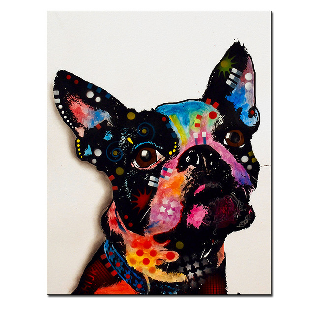 640x640 Large Size Print Oil Painting Wall Painting Boston Terrier Home - Boston Terrier Oil Painting