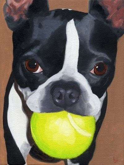 400x535 Looks Just Like My Boston! Love What This Artist Does. My Style - Boston Terrier Oil Painting