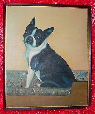 334x400 Original Oil Painting Boston Terrier I Hand Made.jk Size 24 X 30 - Boston Terrier Oil Painting