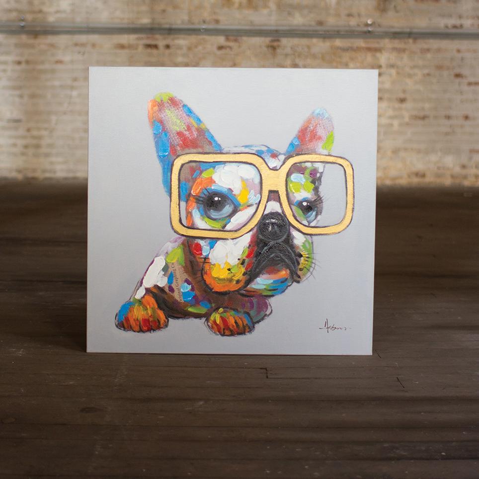 964x964 Oil Painting - Boston Terrier Oil Painting