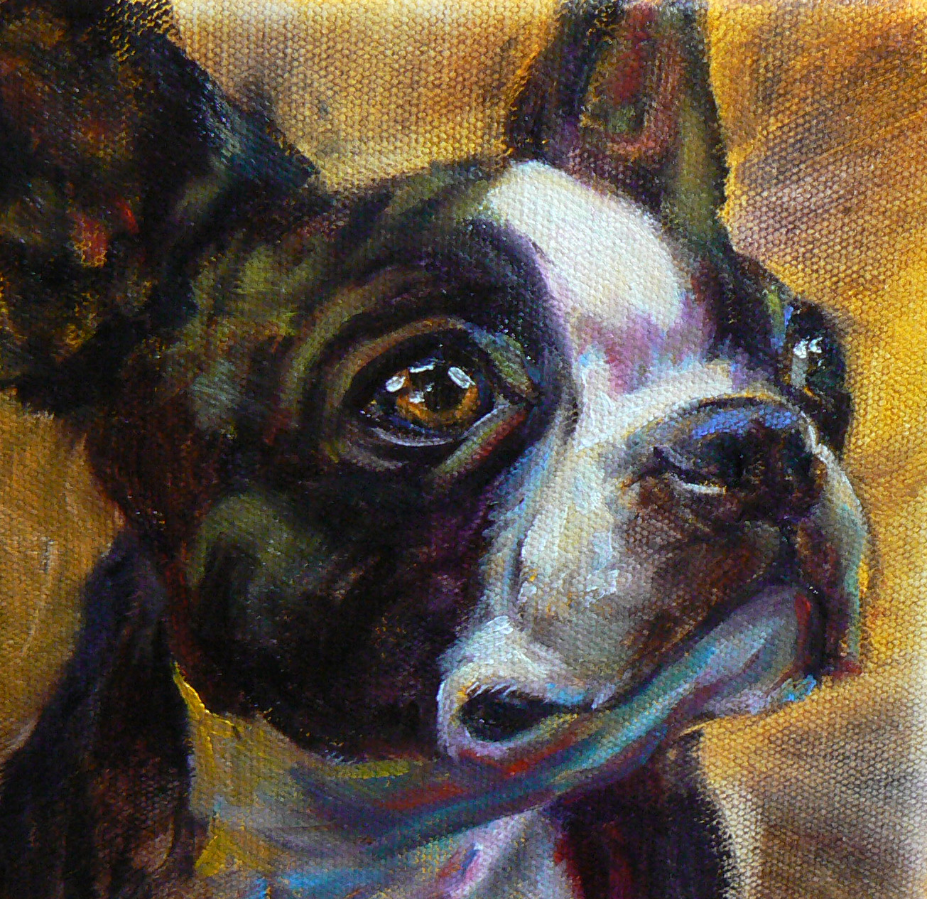 1305x1265 Susan Myers - Boston Terrier Oil Painting