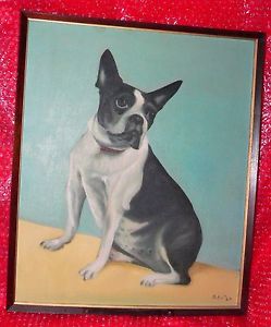 249x300 Bakjo Original Art Oil On Canvas Boston Terrier Painting Ebay - Boston Terrier Oil Painting