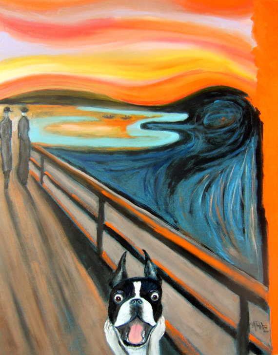 570x728 Boston Terrier Art Print Of An Original Oil Painting - Boston Terrier Oil Painting