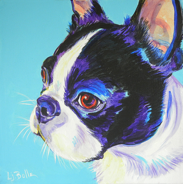 600x605 Boston Terrier Painting By Laura Bolle - Boston Terrier Painting