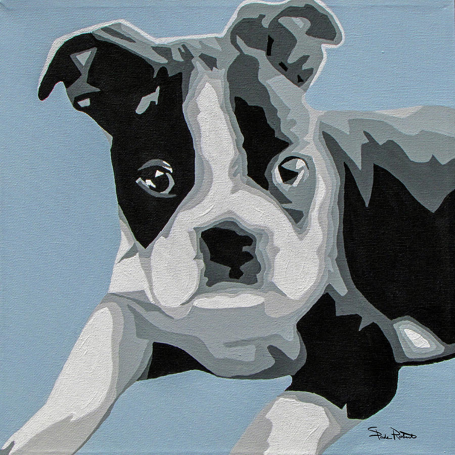 900x900 Boston Terrier Art Fine Art America - Boston Terrier Painting