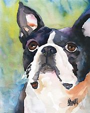 180x225 Boston Terrier Art Ebay - Boston Terrier Painting