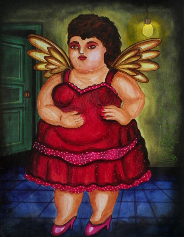 770x988 Saatchi Art Angel, Inspired By Botero Painting By Augusto Sanchez - Botero Painting