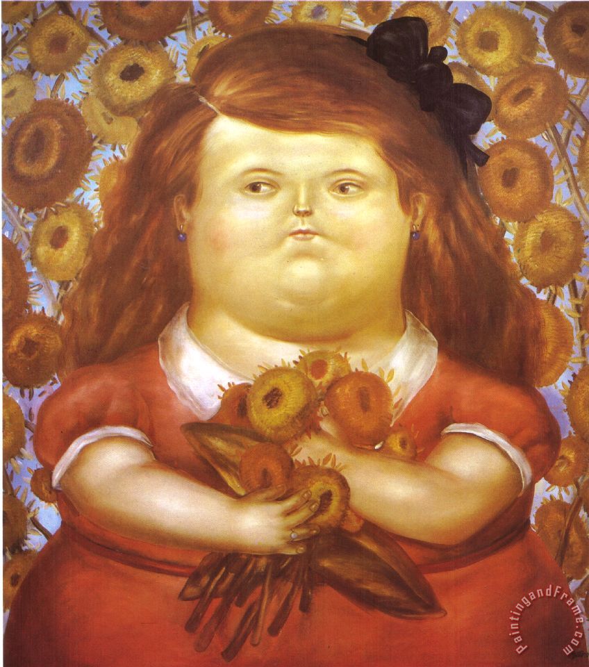848x960 Fernando Botero Woman With Flowers Painting - Botero Painting