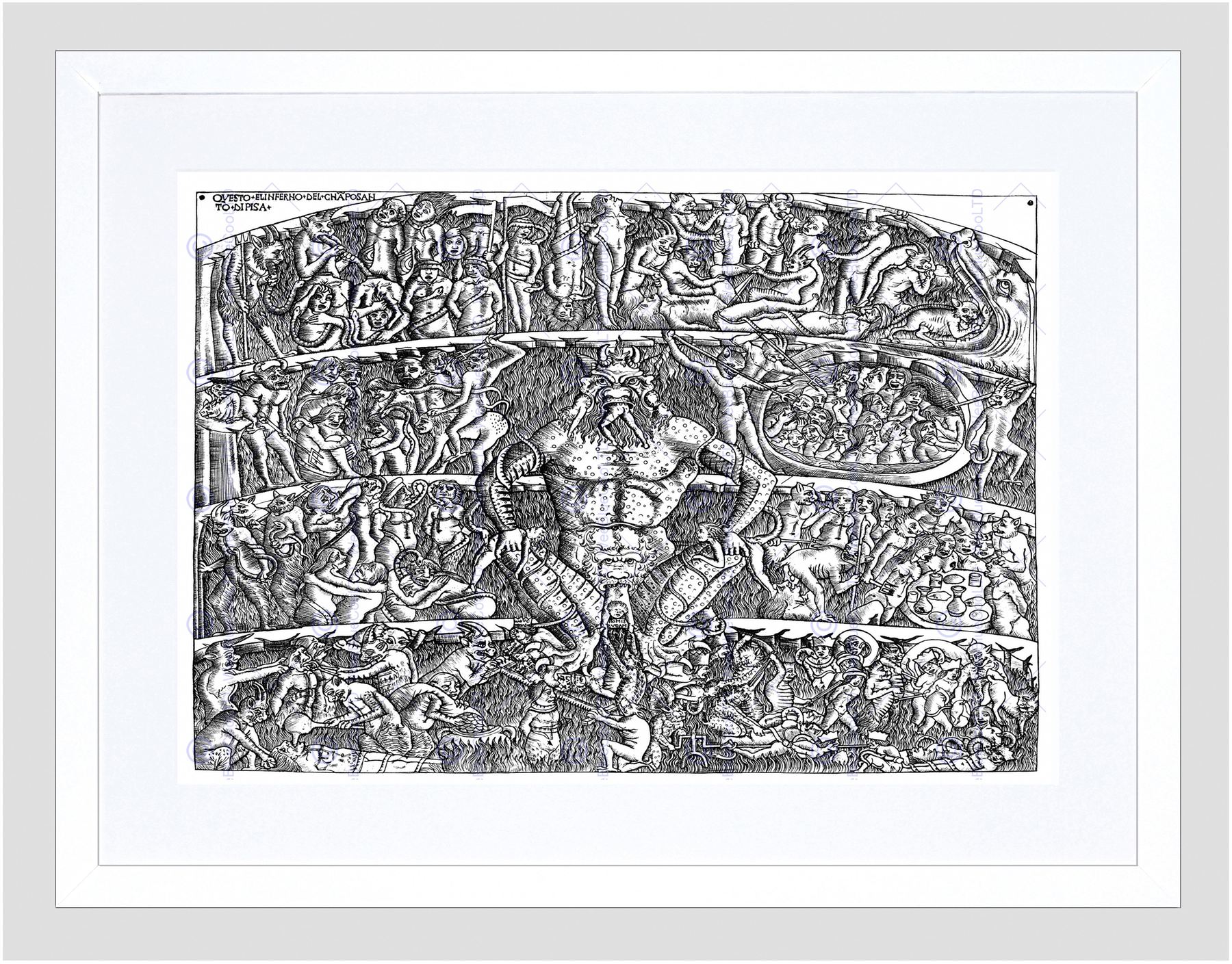 1800x1409 Painting Book Divine Comedy Dante Botticelli Inferno Framed Print - Botticelli Hell Painting