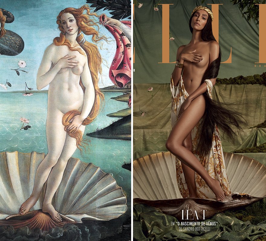 880x800 Elle Recreated Classic Paintings With Real People And The Results - Botticelli Venus Painting