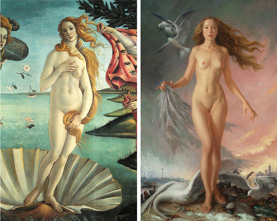 900x717 Gold, White, Pink, Indigo Patricia Watwood's Venus Apocalypse - Botticelli Venus Painting