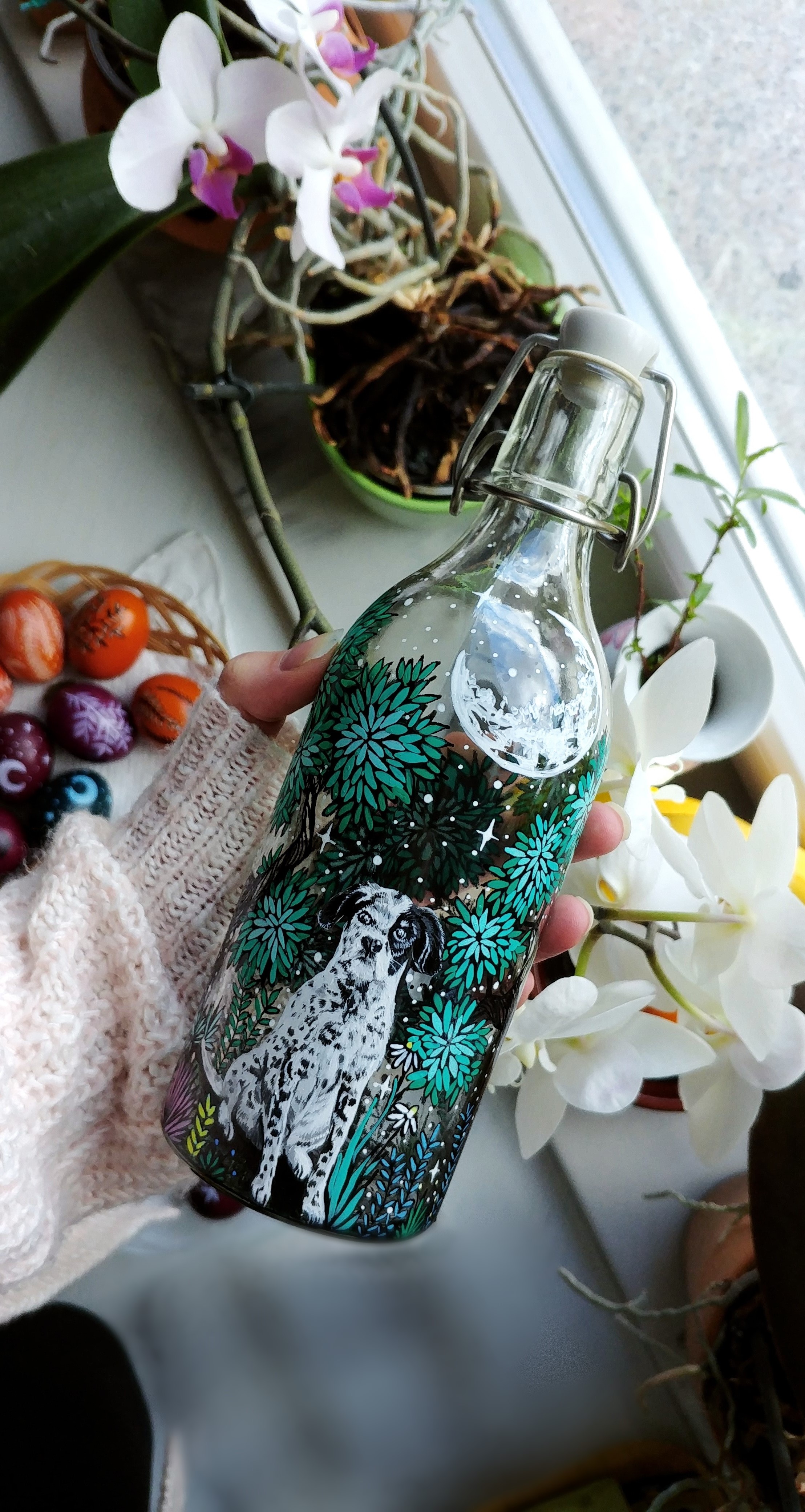 2216x4160 Customized Animal Glass Water Bottle - Bottle Painting