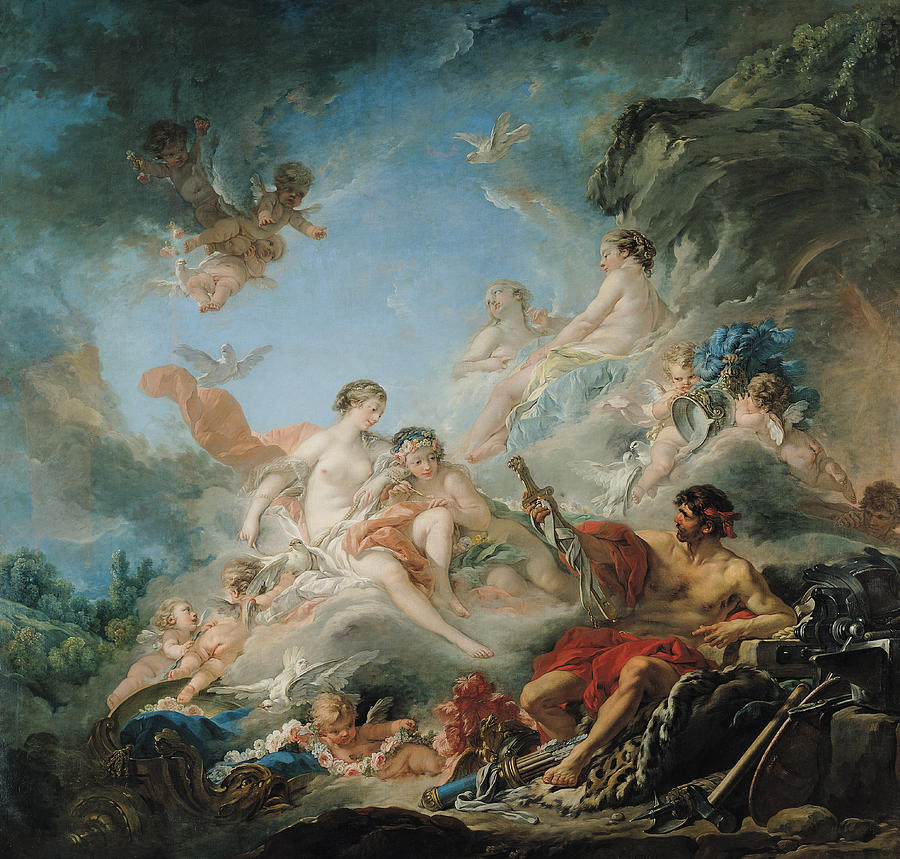 900x859 The Forge Of Vulcan Painting By Francois Boucher - Boucher Painting