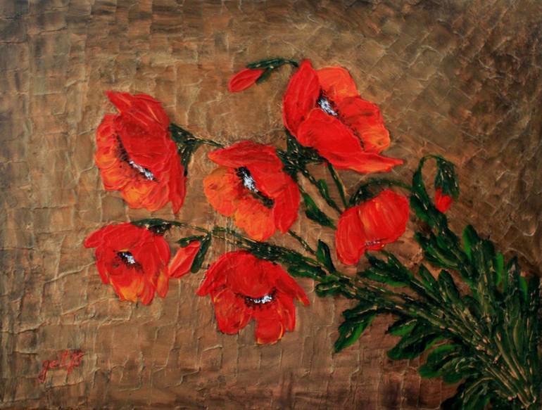 770x583 Saatchi Art Red Poppies Bouchet Palette Knife Painting Painting - Bouchet Painting