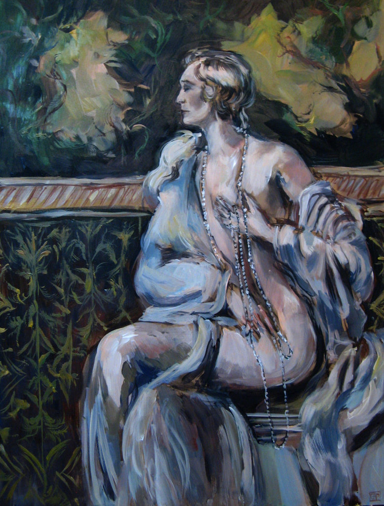 779x1025 Lady With Pearls - Boudoir Painting