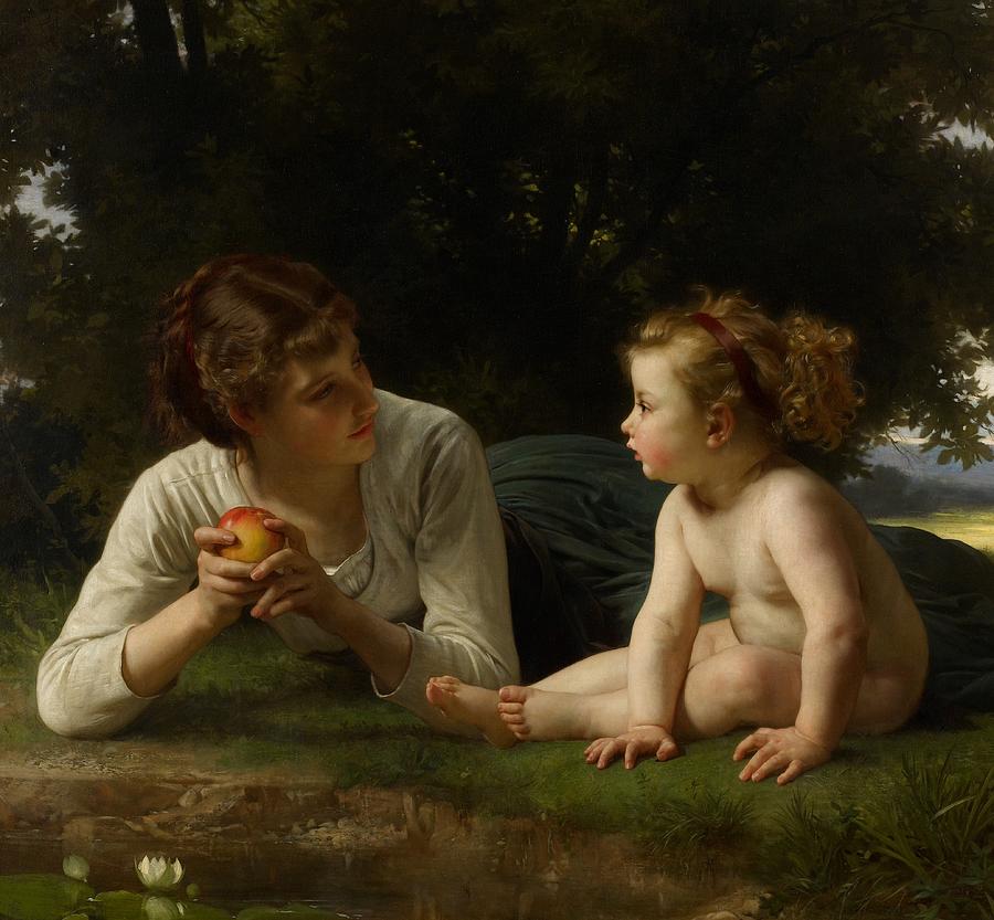 900x833 Temptation Painting By William Adolphe Bouguereau - Bouguereau Painting