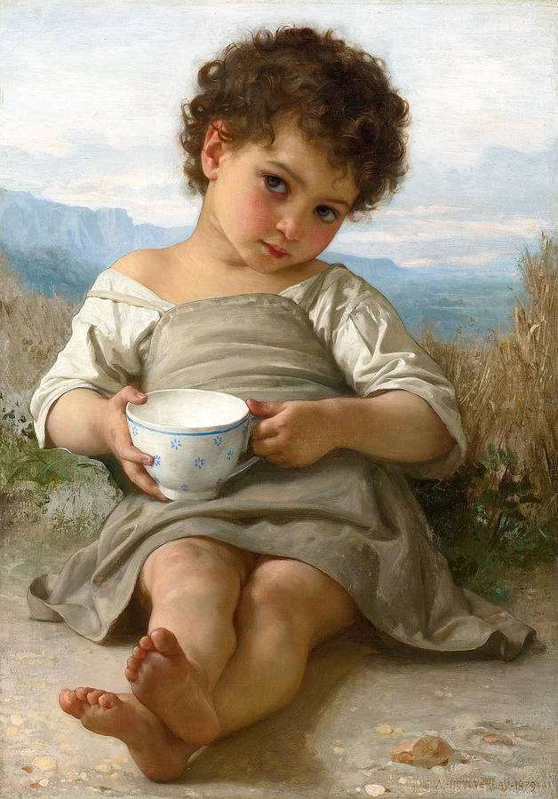 628x900 The Cup Of Milk Painting By William Adolphe Bouguereau - Bouguereau Painting