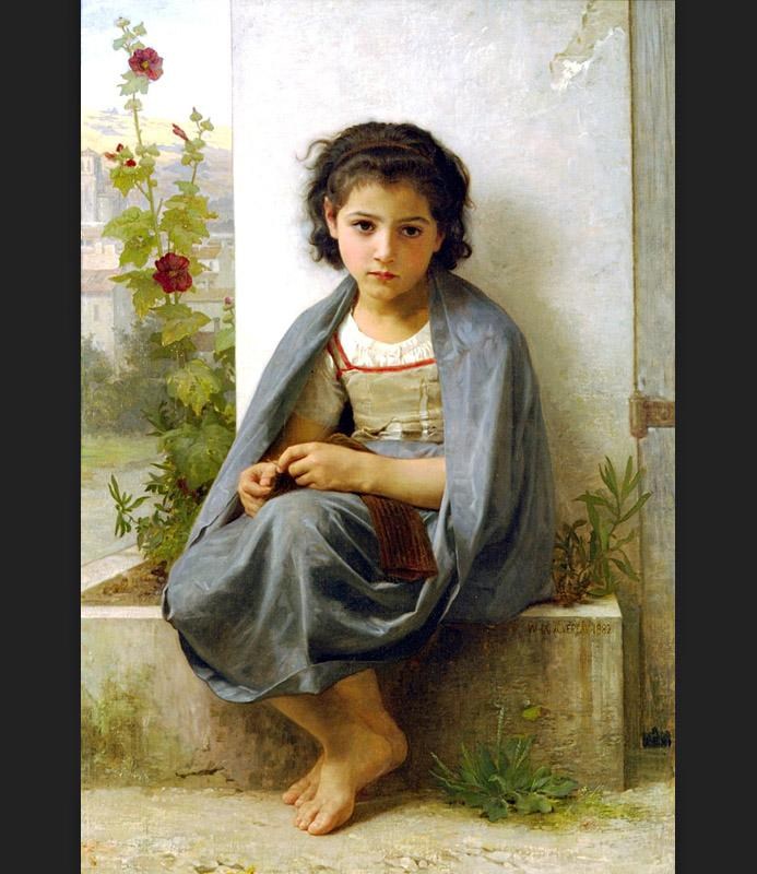 693x800 William Bouguereau The Little Knitter Painting Best Paintings - Bouguereau Painting