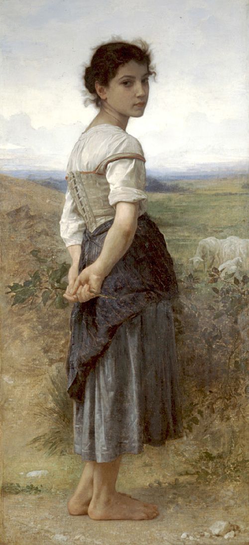 500x1094 Jeune Bergere Ca Painting William Bouguereau Oil Painting - Bouguereau Painting