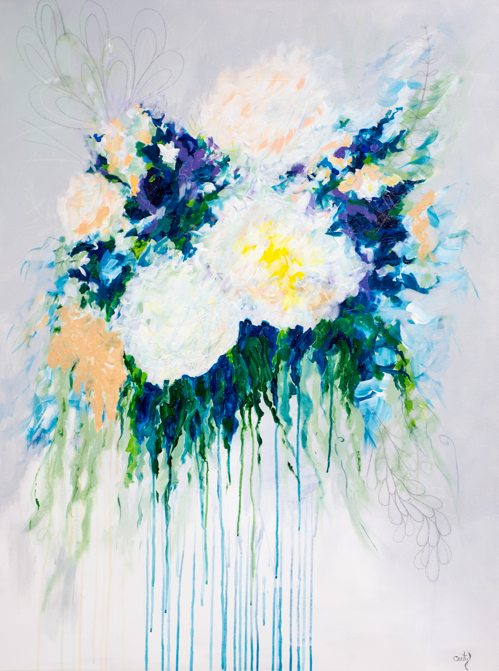 1000x1344 Fresh Afternoon 36x48 Original Abstract Floral Painting Megan - Bouquet Painting