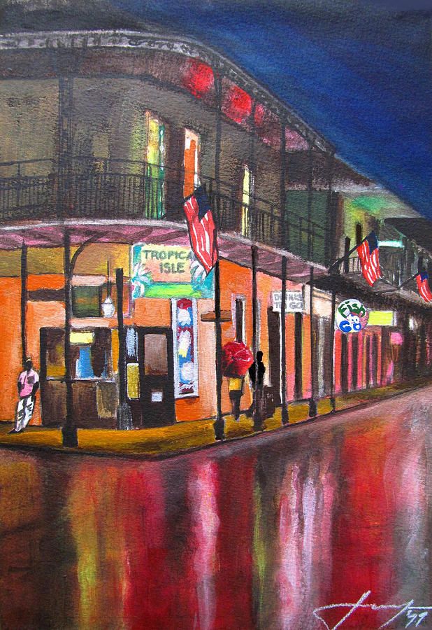 618x900 Heavy Rain On Bourbon St - Bourbon Painting