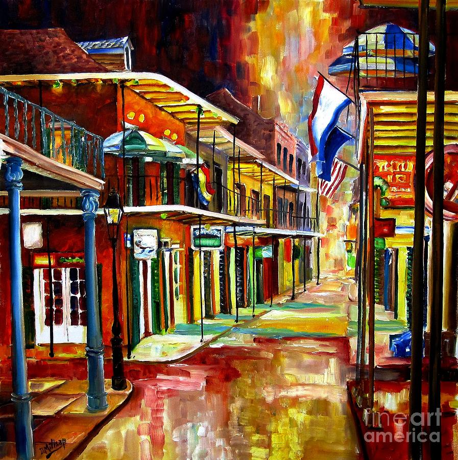 897x900 Bourbon Street Lights Painting By Diane Millsap - Bourbon Painting