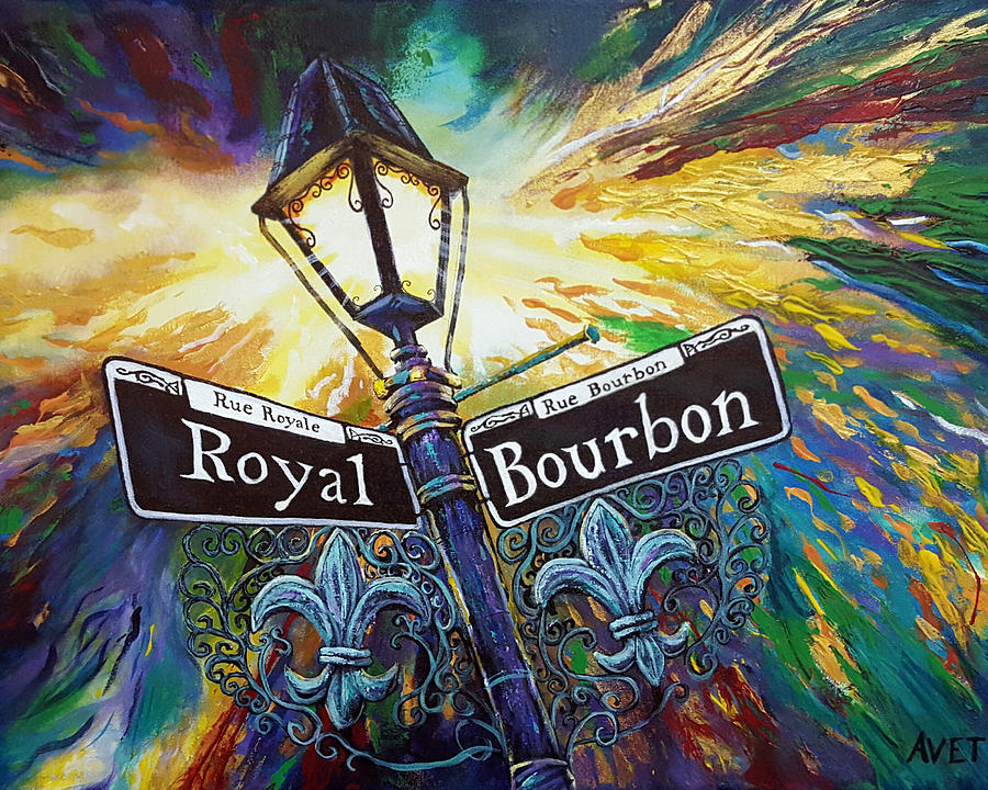 900x720 Bourbon Street Sign Painting By Nicolas Avet - Bourbon Street Painting