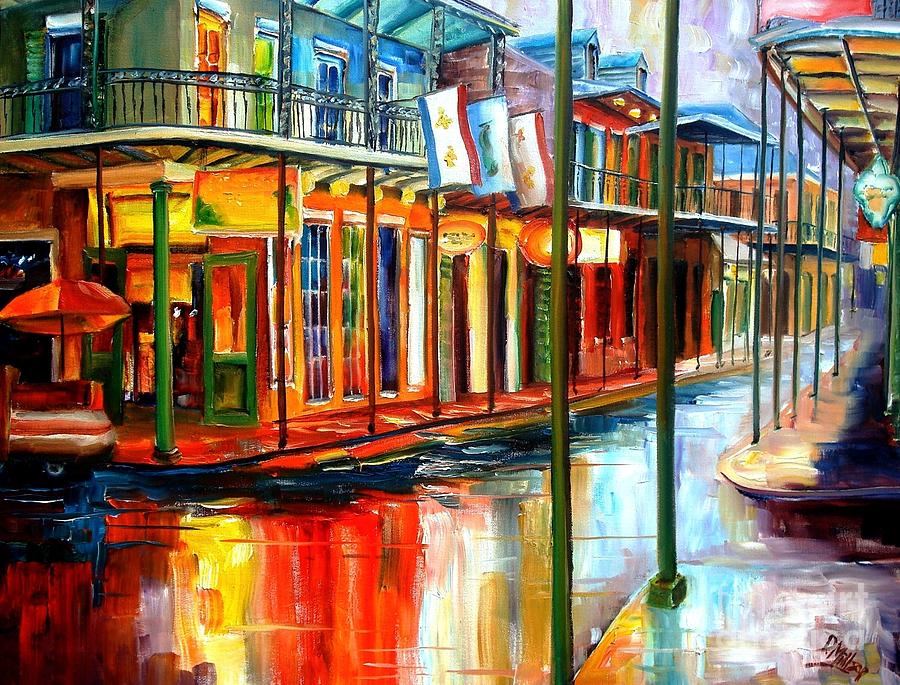 900x685 Downpour On Bourbon Street Painting By Diane Millsap - Bourbon Street Painting