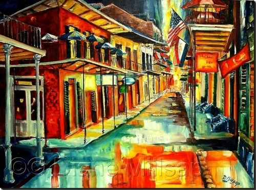 500x372 Rainy Night On Bourbon Street - Bourbon Street Painting
