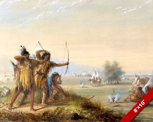 300x240 Native American Indian Indians Shooting Bow Arrow Painting Art - Bow And Arrow Painting