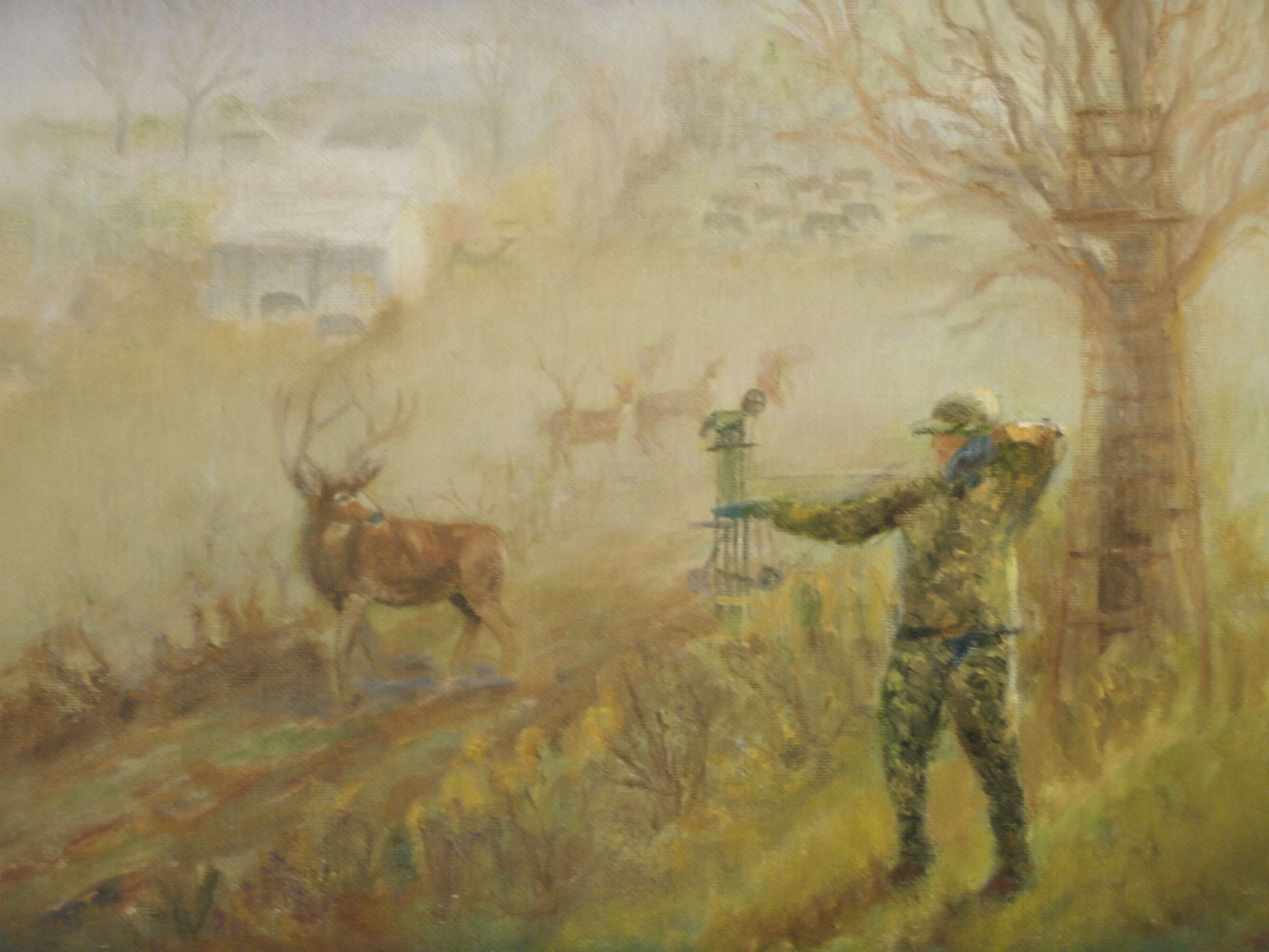 3648x2736 My Grandmother's Painting Of My Uncle Bow Hunting Random Stuff - Bow Hunting Painting
