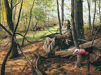 350x259 Turkey Art Wild Wings - Bow Hunting Painting
