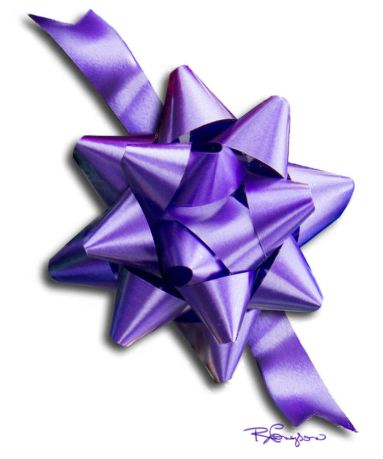 752x900 Purple Gift Bow Painting By Rain Longson - Bow Painting