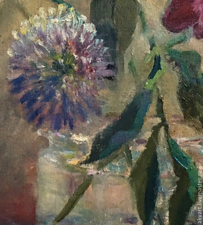 700x775 Oil Painting. Painting With Flowers. Peony And Bow Karatavsky - Bow Painting