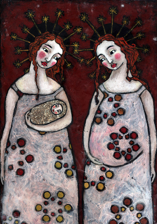 632x900 Mary And Elizabeth 2 Painting By Julie Ann Bowden - Bowden Painting