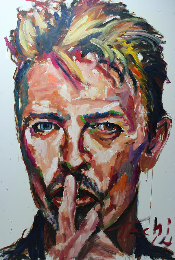 605x900 David Bowie Painting By Tachi Pintor - Bowie Painting